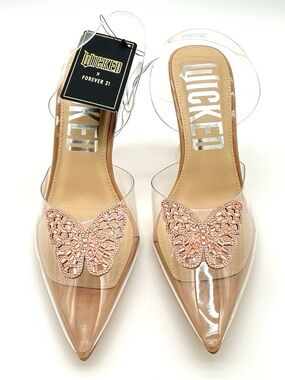 Wicked Movie X Forever 21 Glinda Rhinestone Butterfly High Heels Shoes Sz 8 NWT